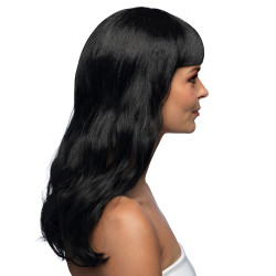 Čierna dlhá parochňa pre ženy s ofinou